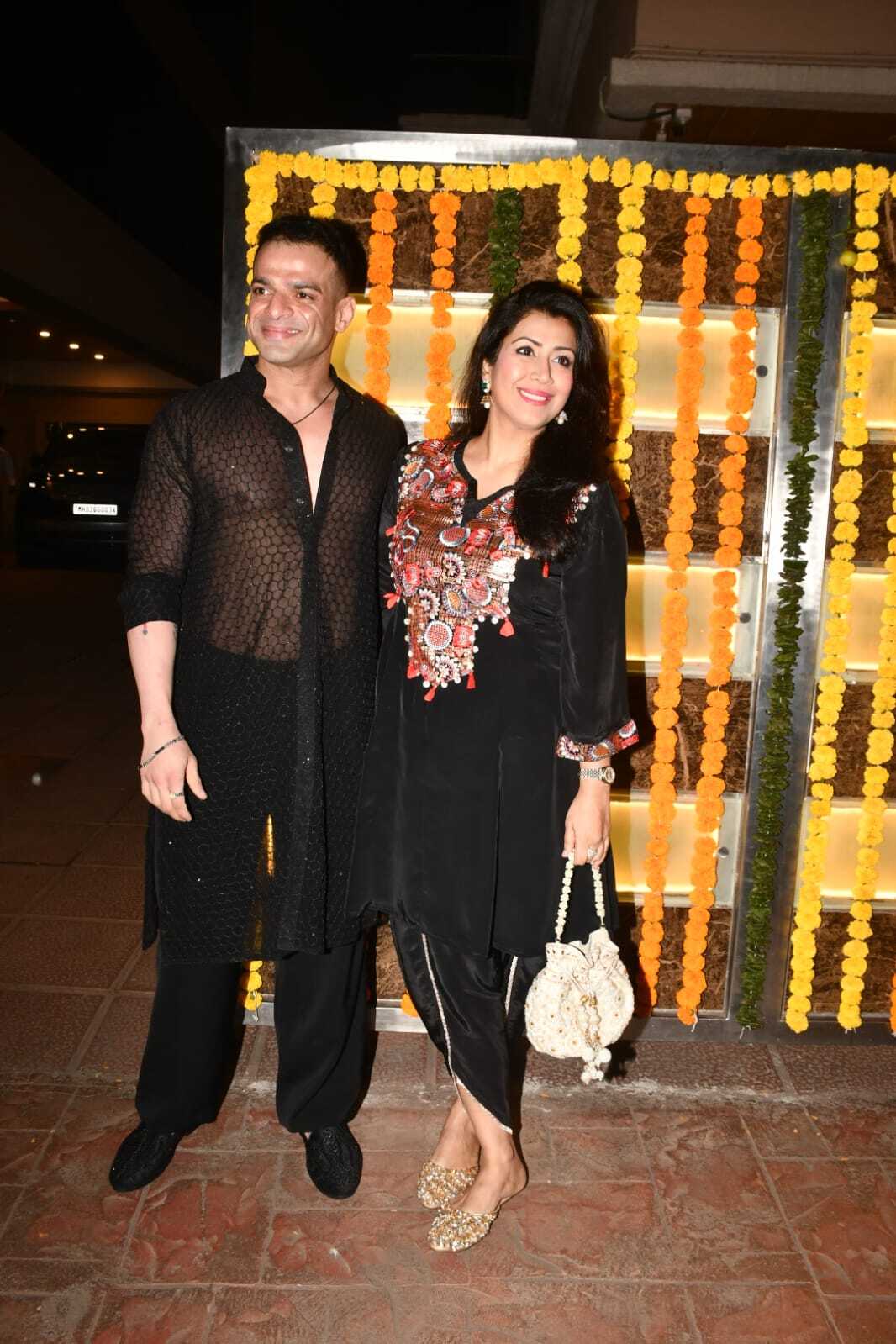 Karan Patel and Ankita Bhargava beamed with joy as they made appearance at the bash. The couple looked adorableas hey twinned in black outfits.